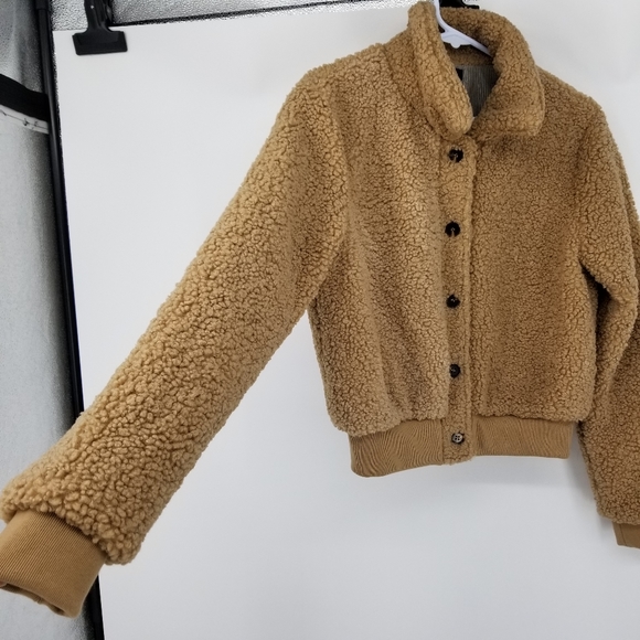 Fate Camel Teddy Button Up Jacket Size Small - Picture 7 of 11